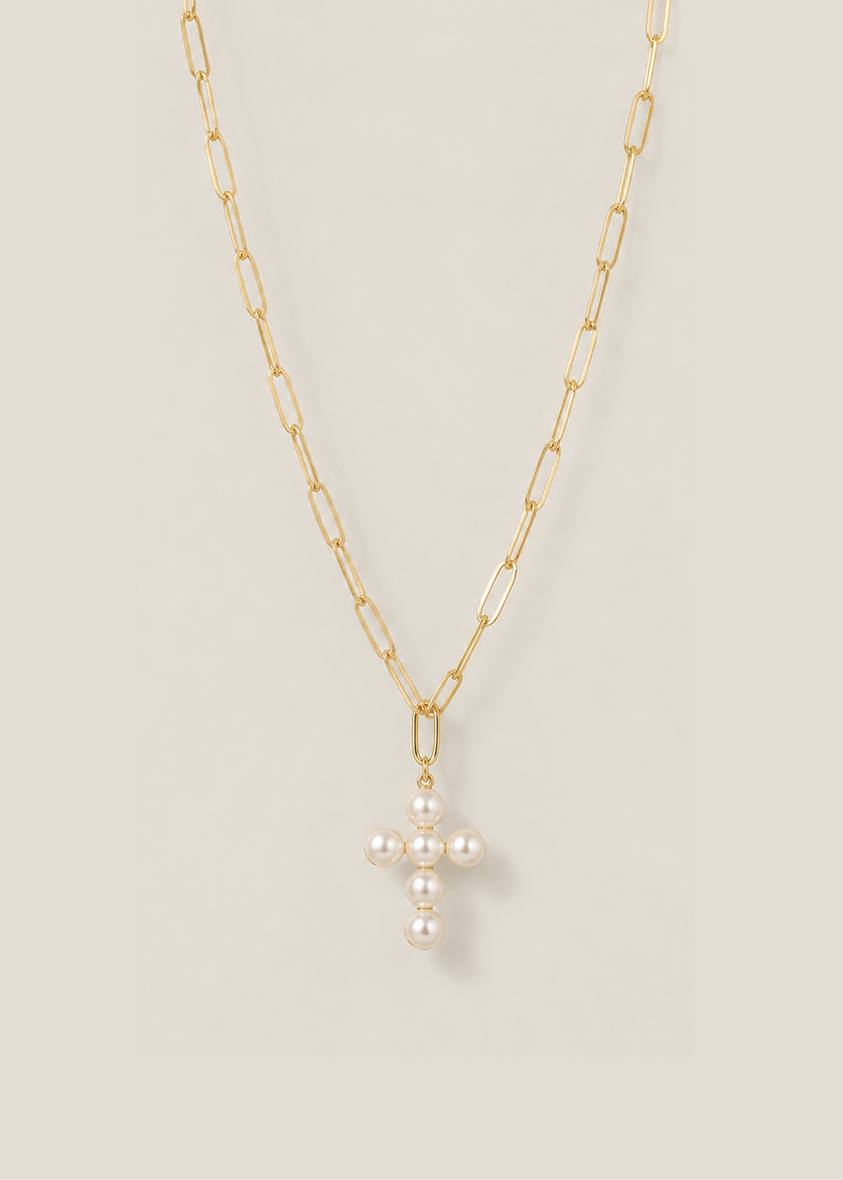 Exquisite Pearl Cross Necklace