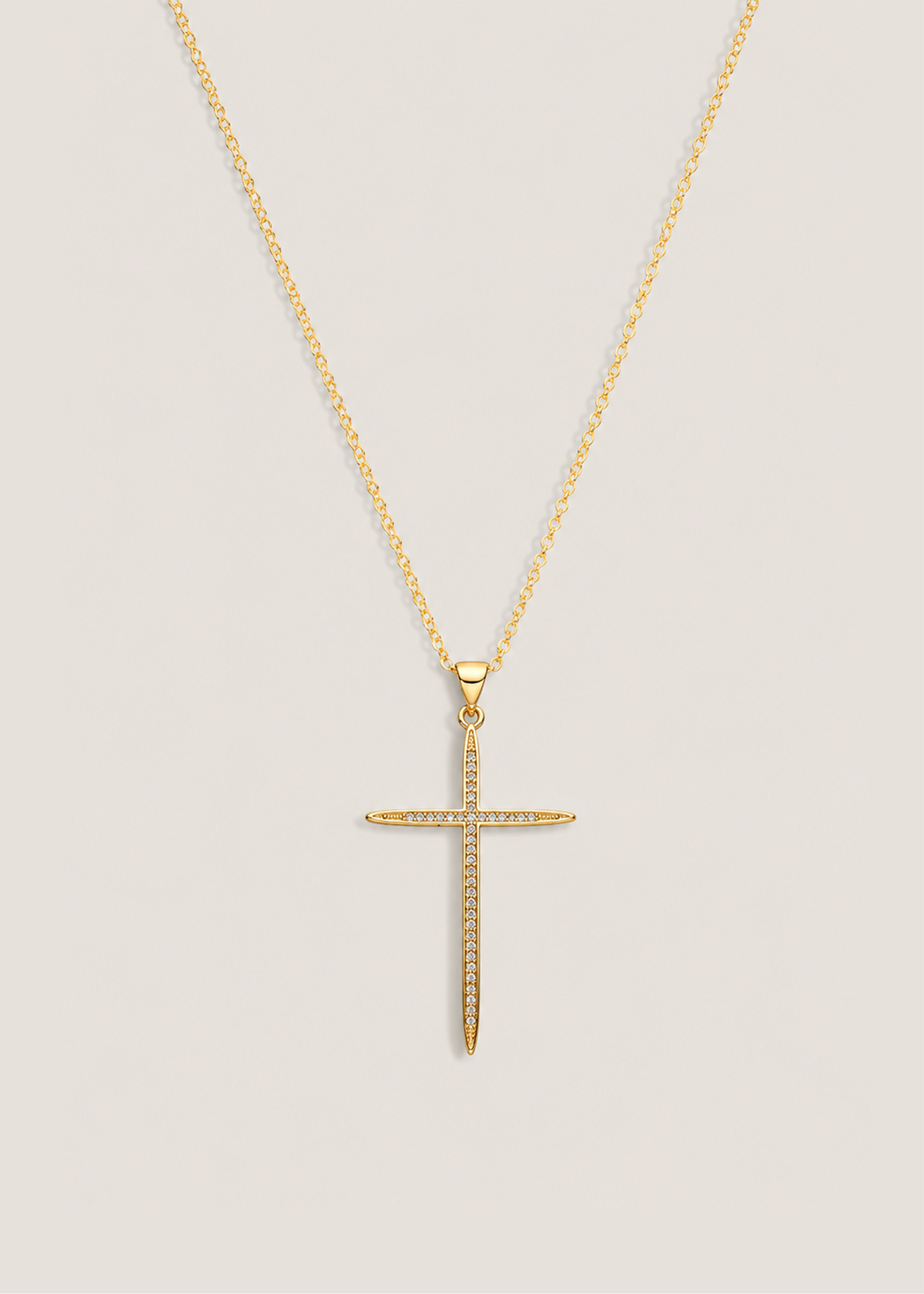 Sleek Diamond Cross Necklace