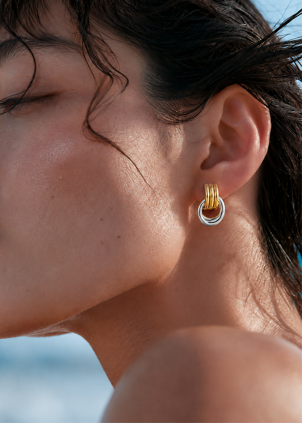 Polished Sphere Hoop Earrings