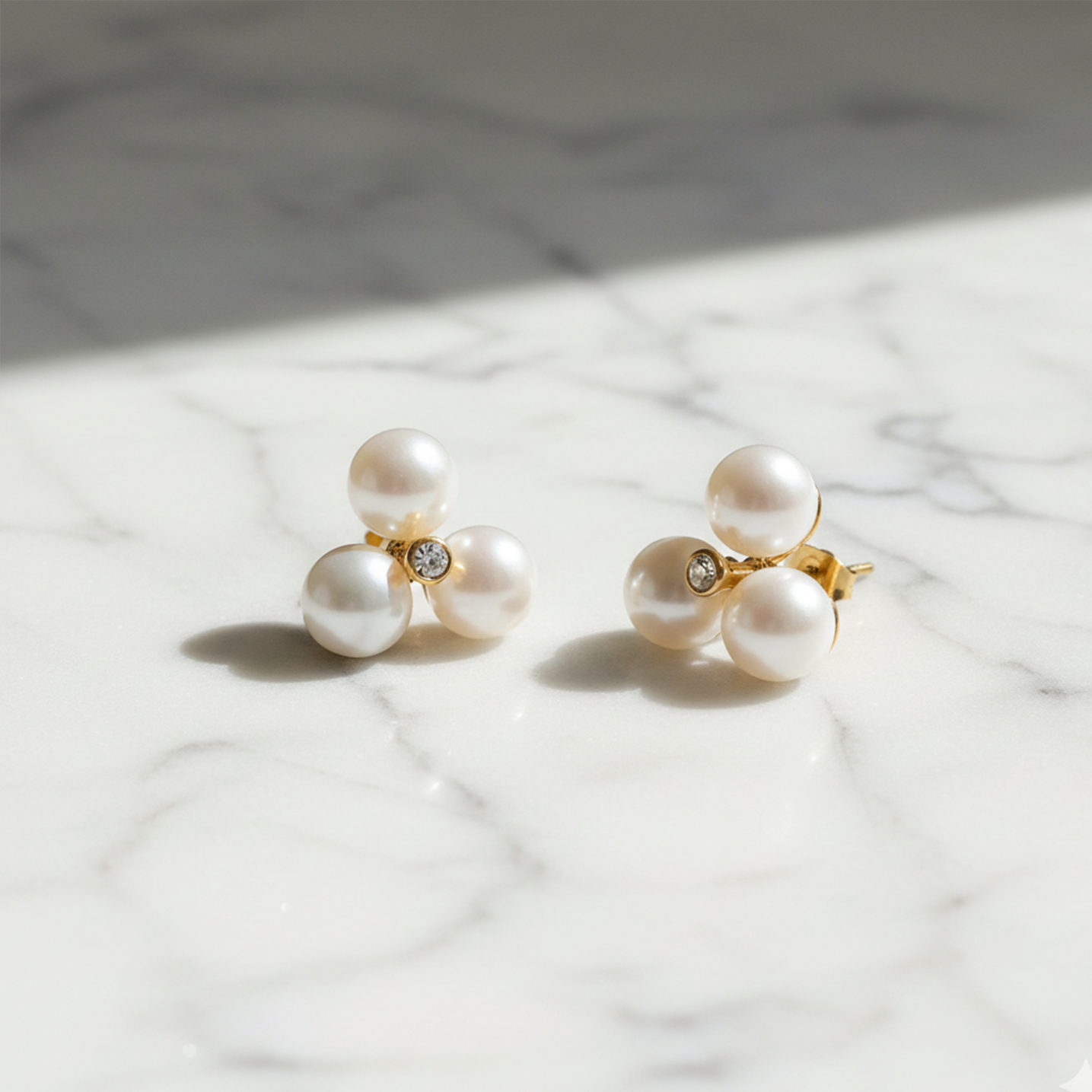 Triple Pearl Cluster Earrings