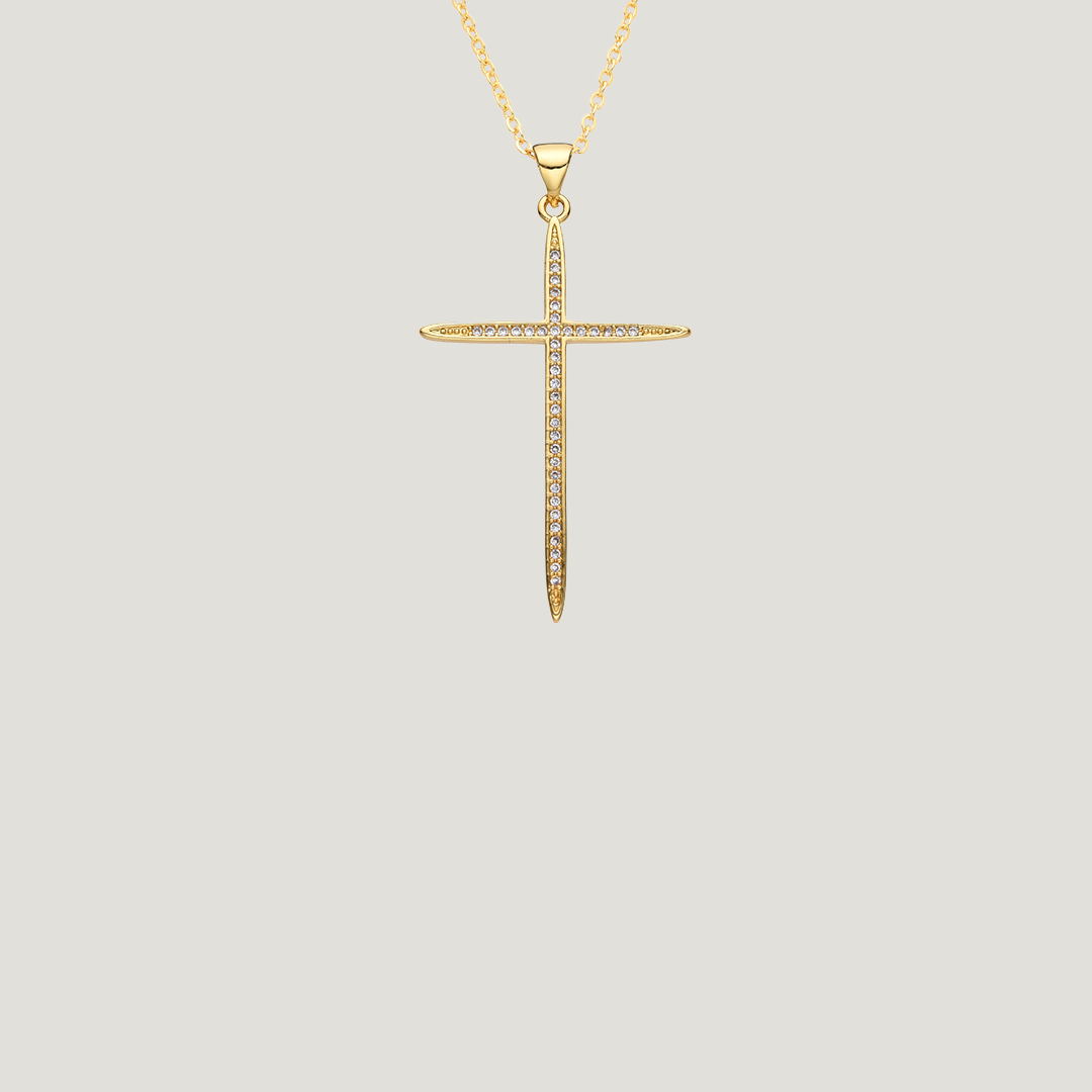 Sleek Diamond Cross Necklace