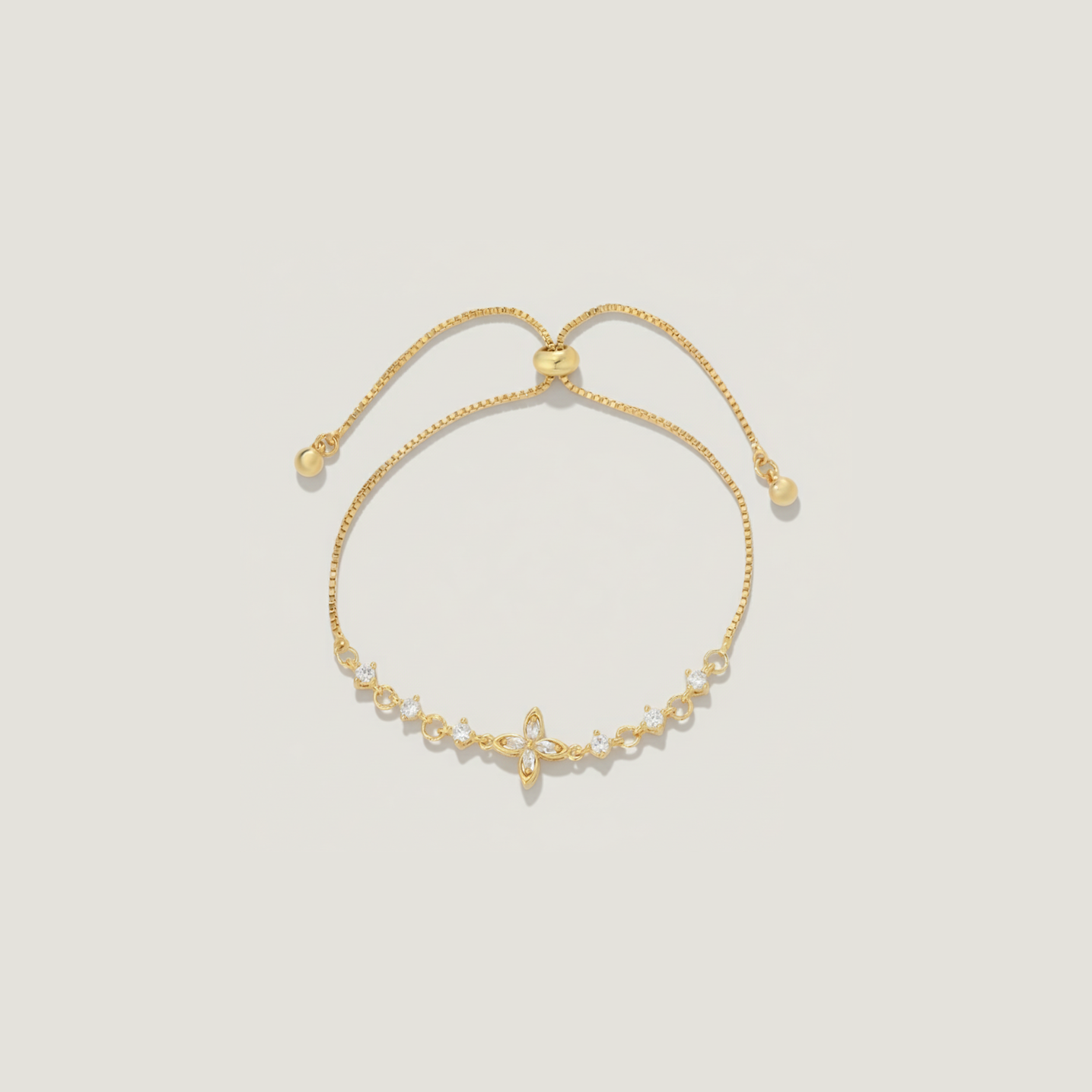 Floral CZ Adjustable Bracelet