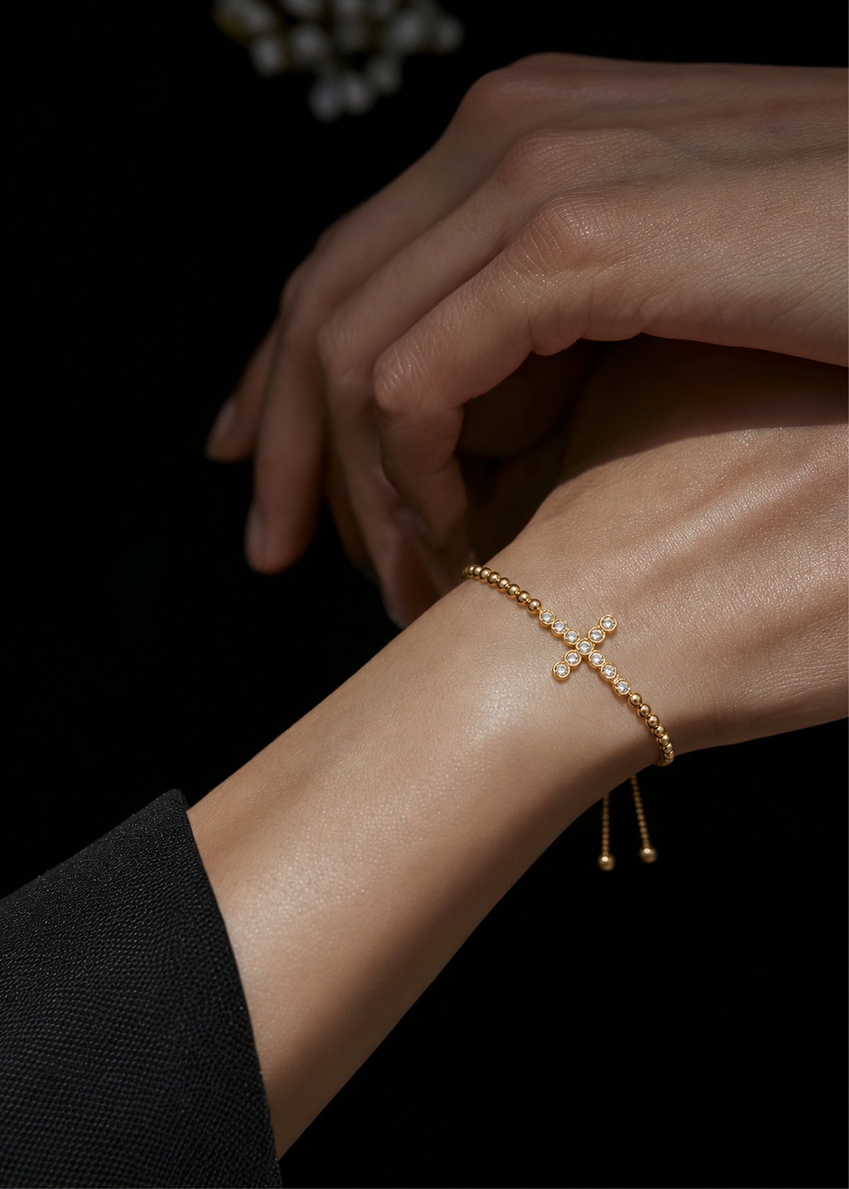 Cross CZ Adjustable Bracelet