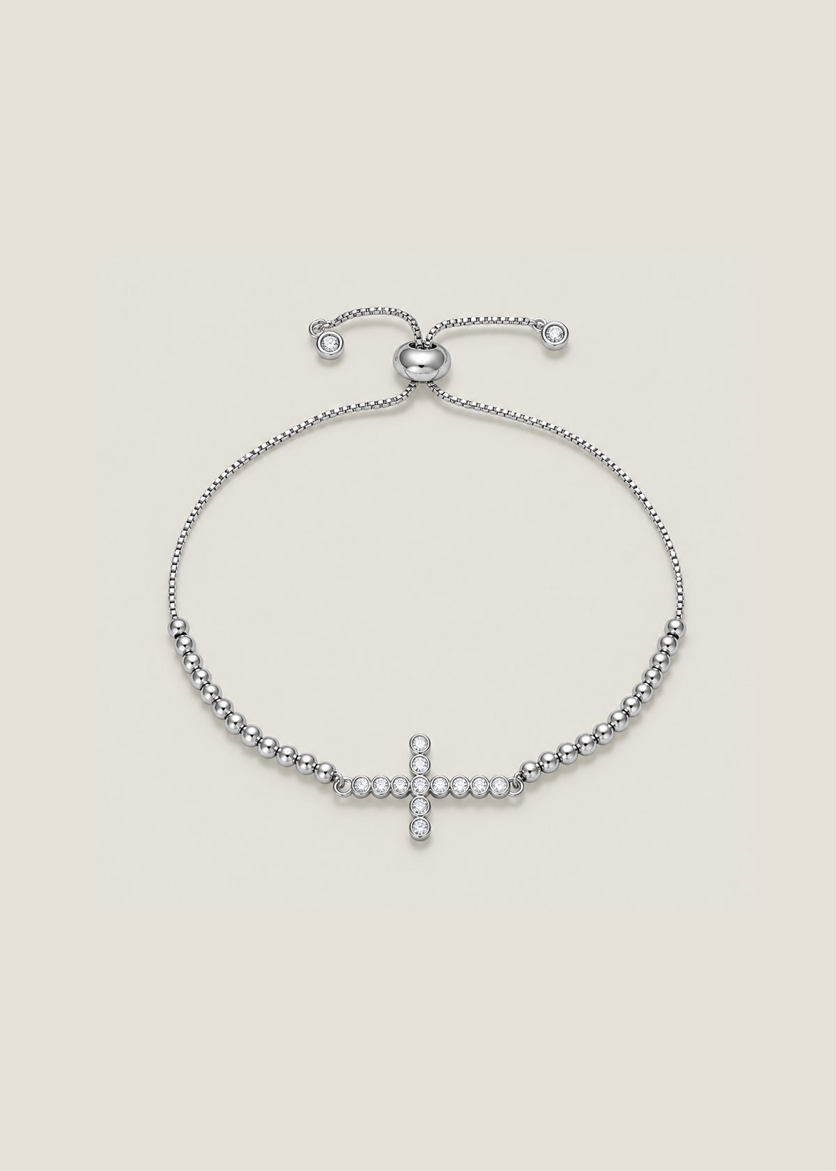Cross CZ Adjustable Bracelet