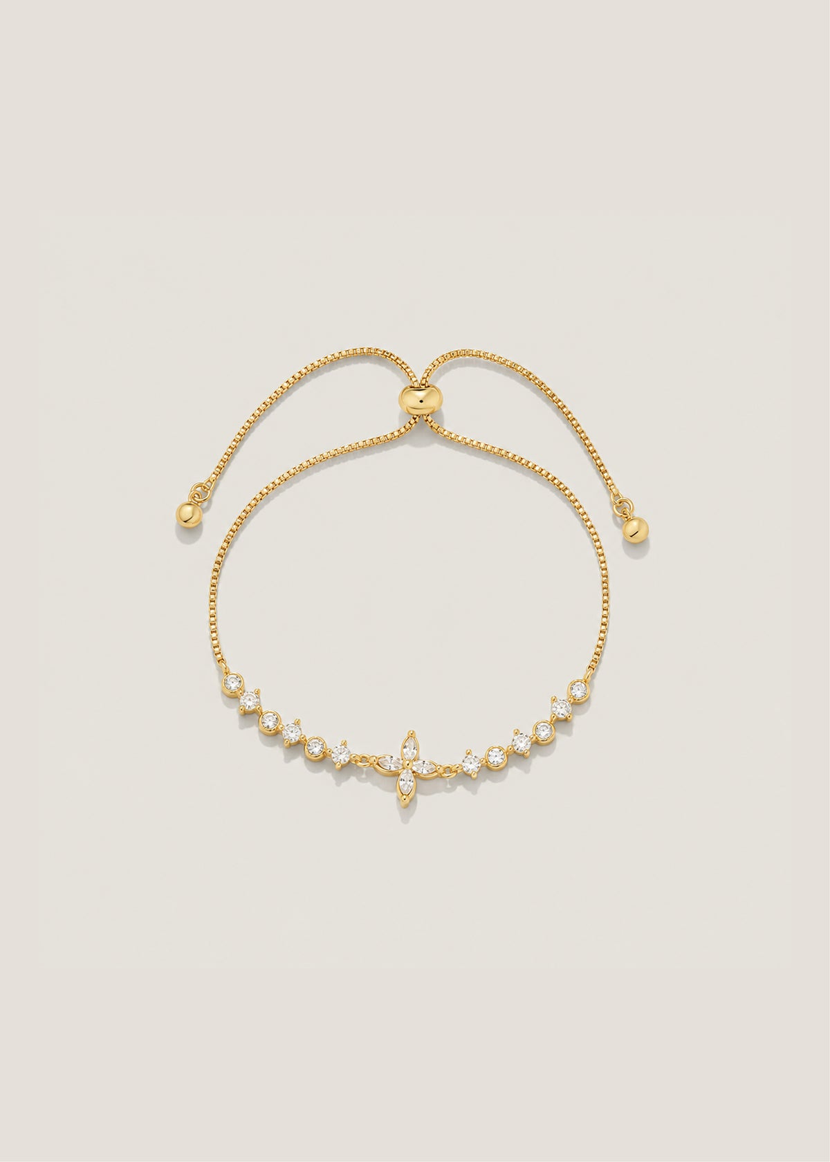 Floral CZ Adjustable Bracelet