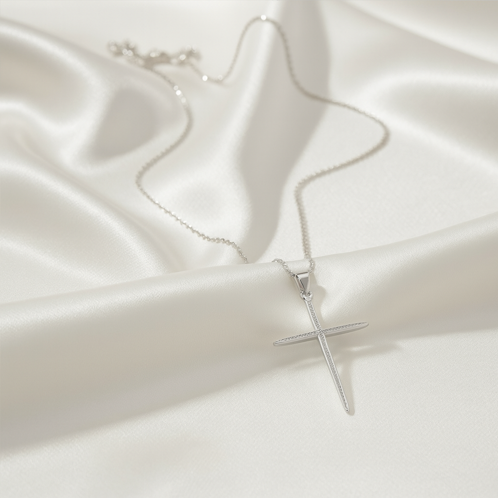 Sleek Diamond Cross Necklace