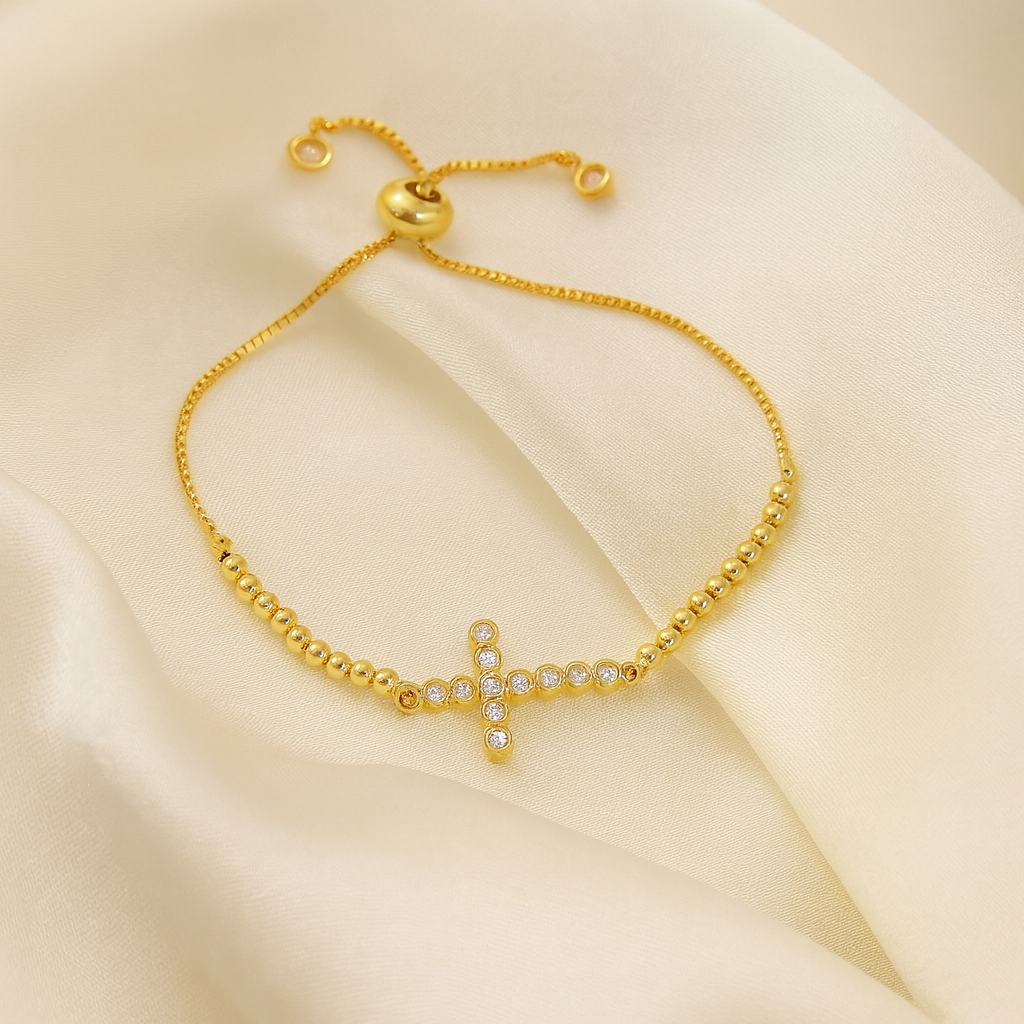 Cross CZ Adjustable Bracelet