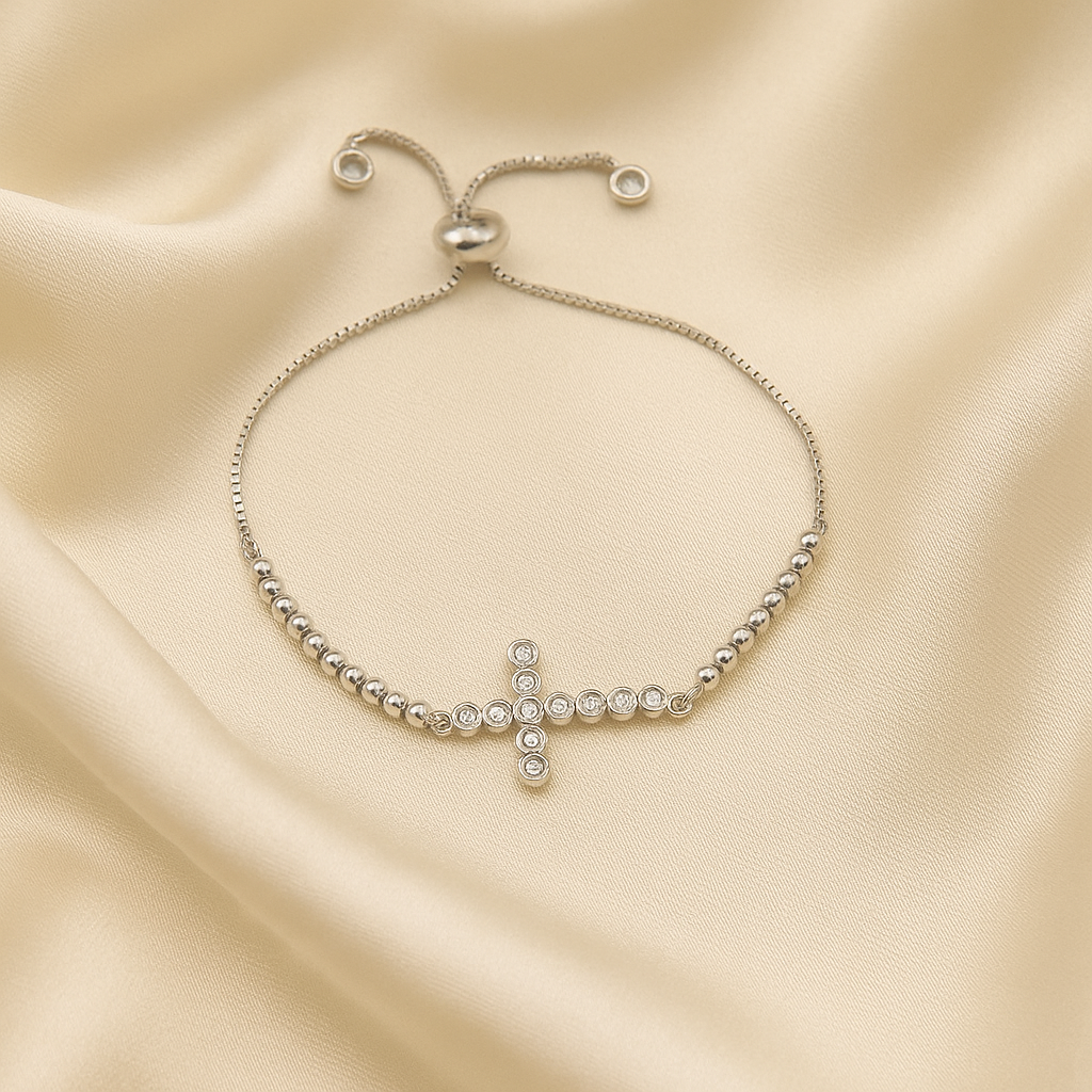 Cross CZ Adjustable Bracelet