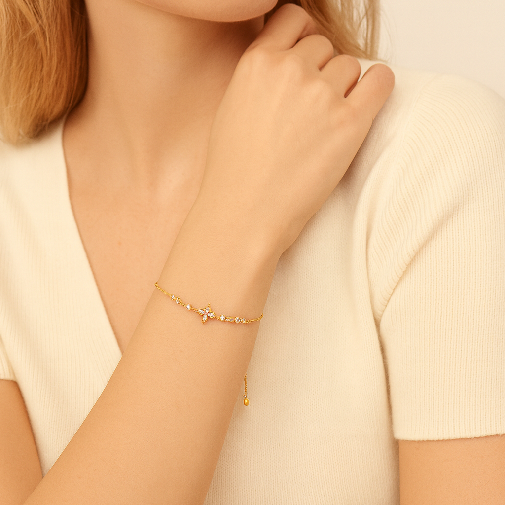 Floral CZ Adjustable Bracelet