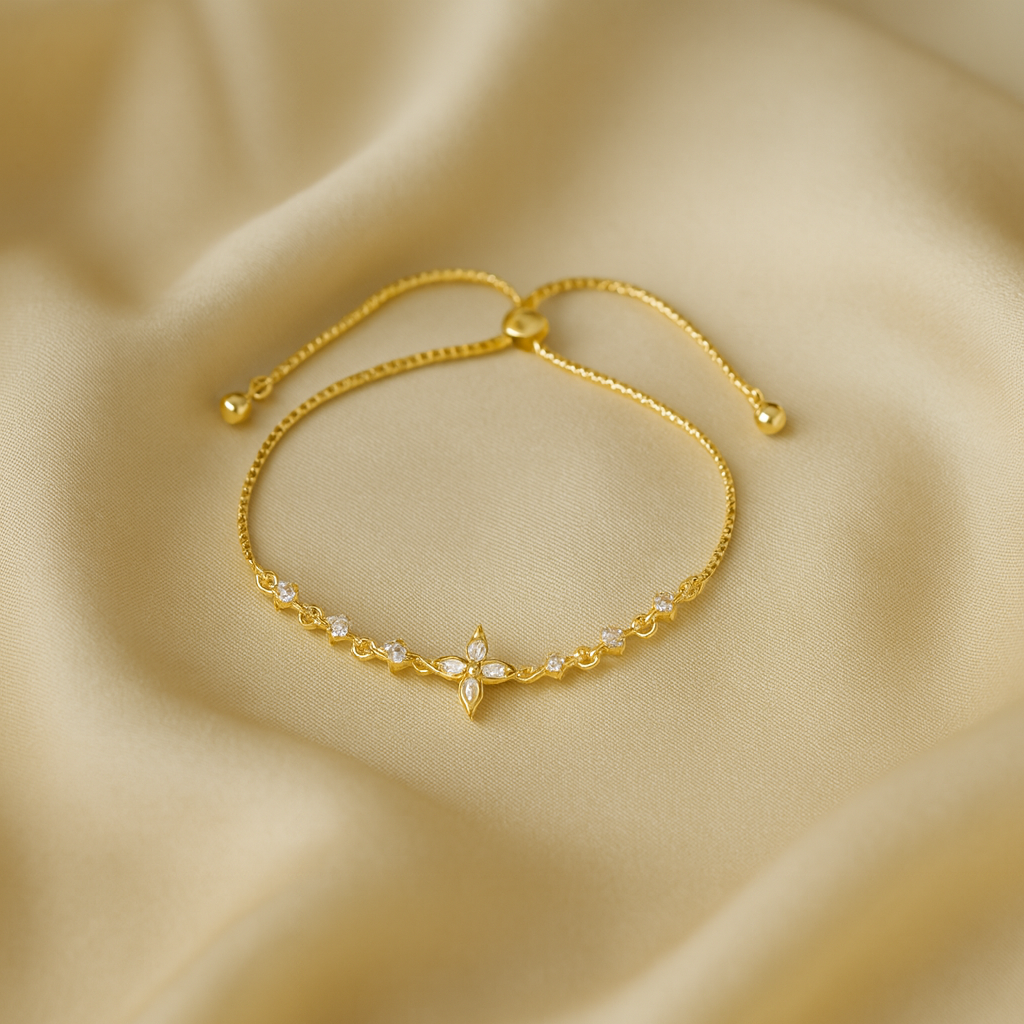 Floral CZ Adjustable Bracelet