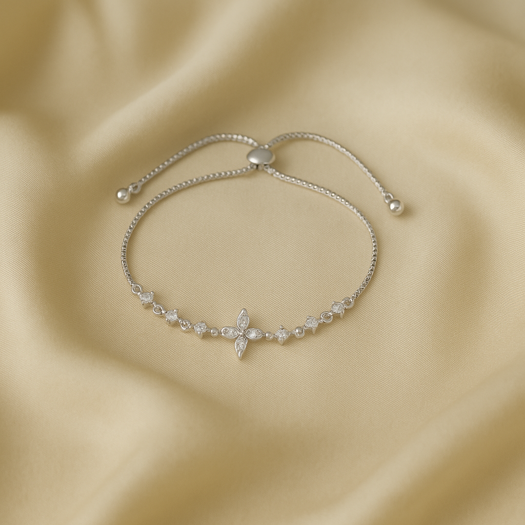 Floral CZ Adjustable Bracelet