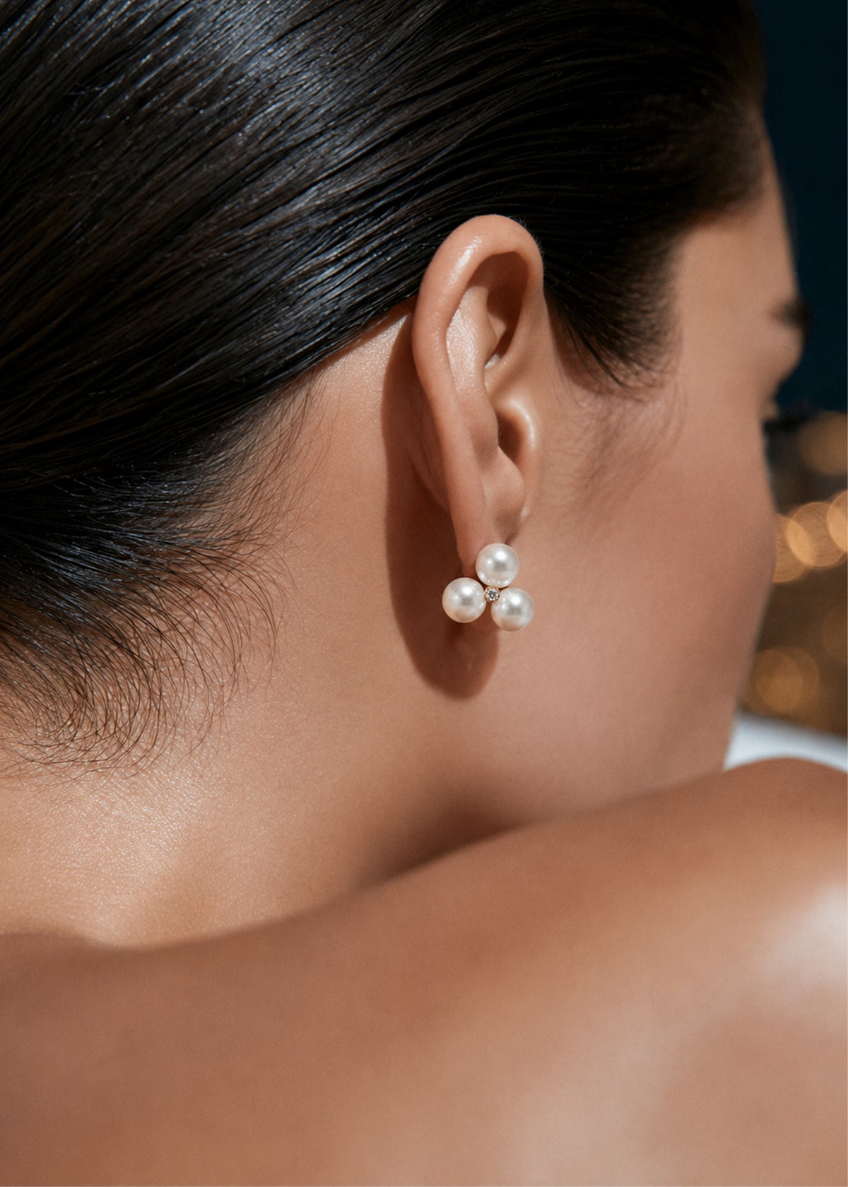 Triple Pearl Cluster Earrings