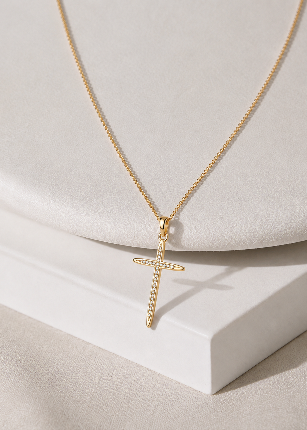 Sleek Diamond Cross Necklace