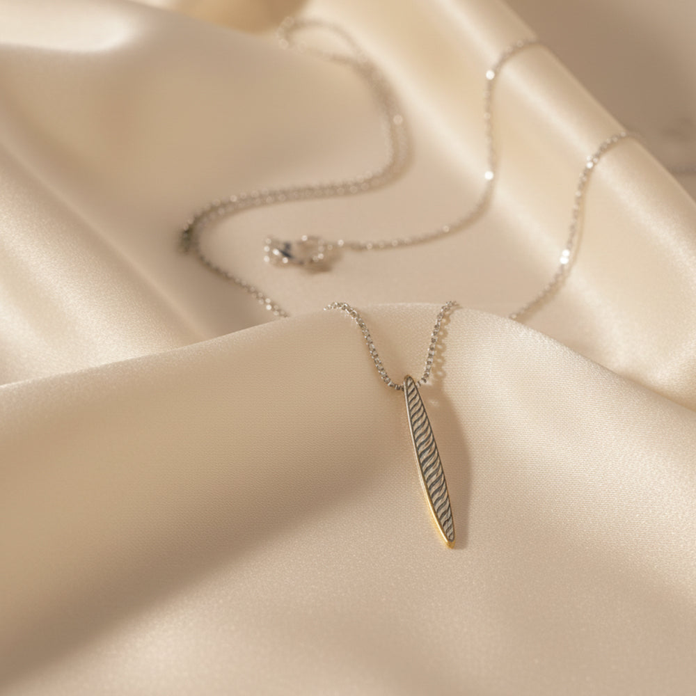 Sleek Wave Pendant Necklace