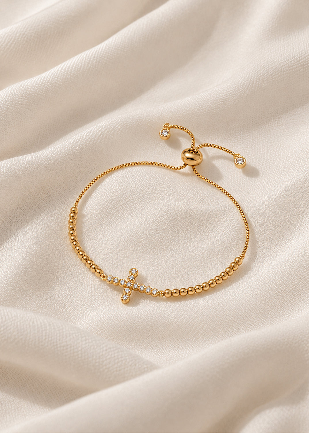 Cross CZ Adjustable Bracelet