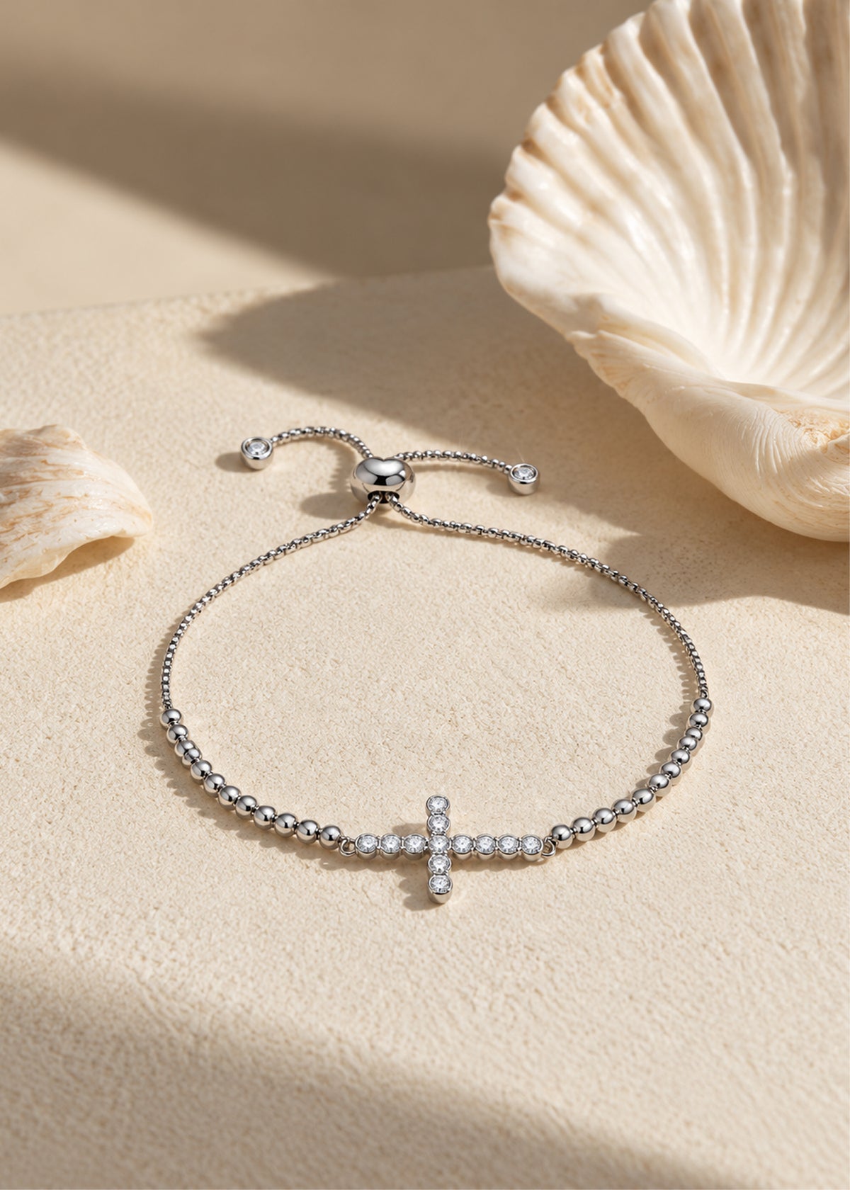 Cross CZ Adjustable Bracelet
