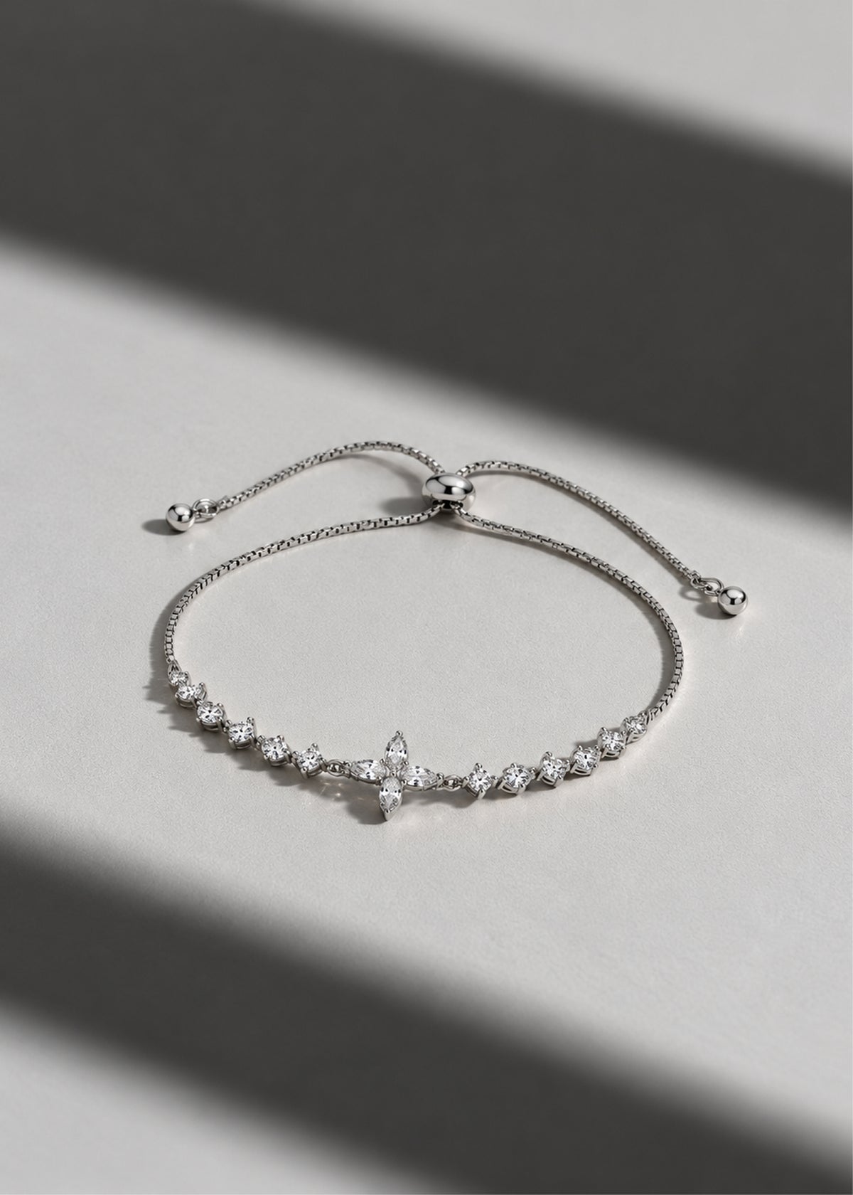 Floral CZ Adjustable Bracelet