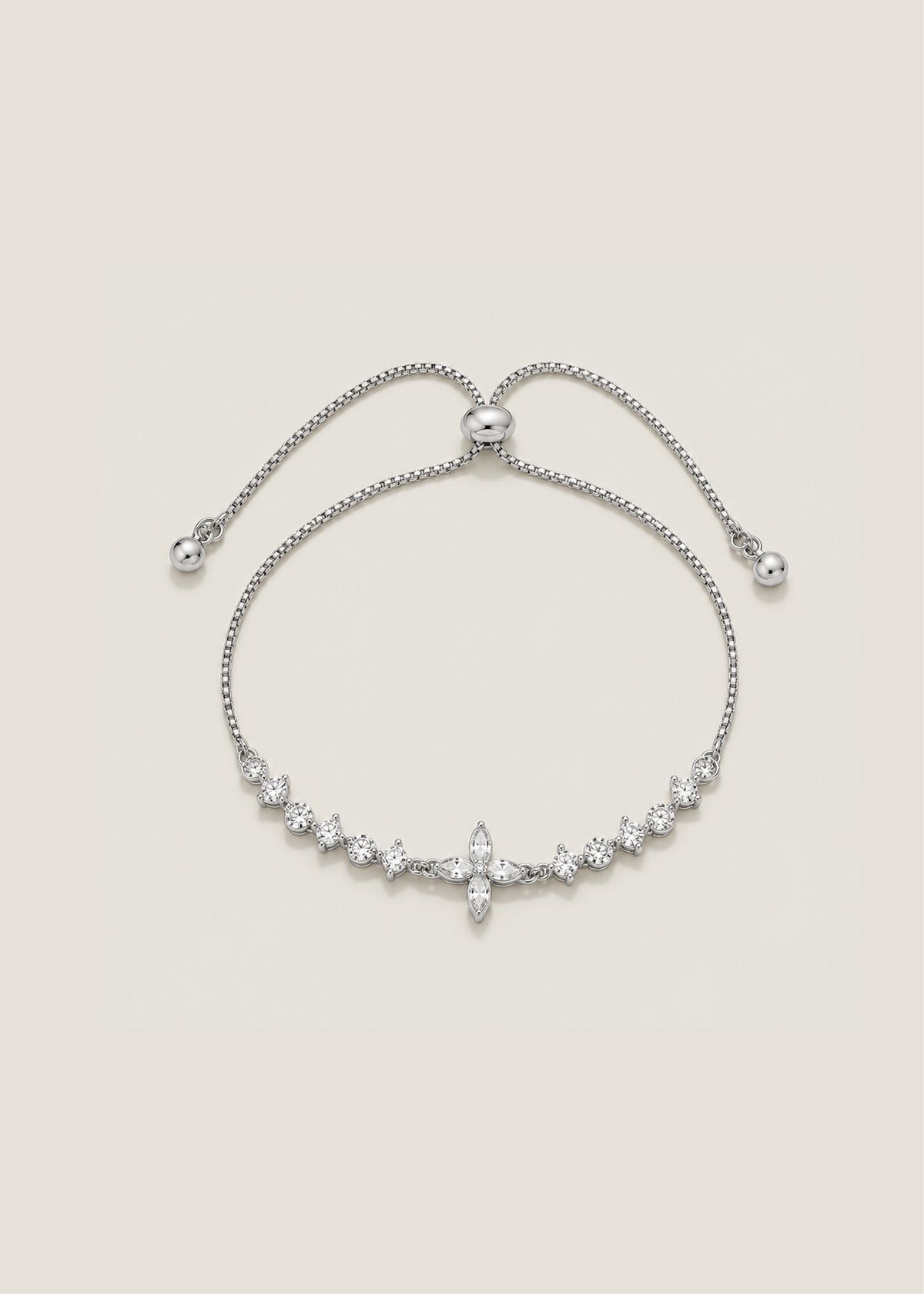 Floral CZ Adjustable Bracelet
