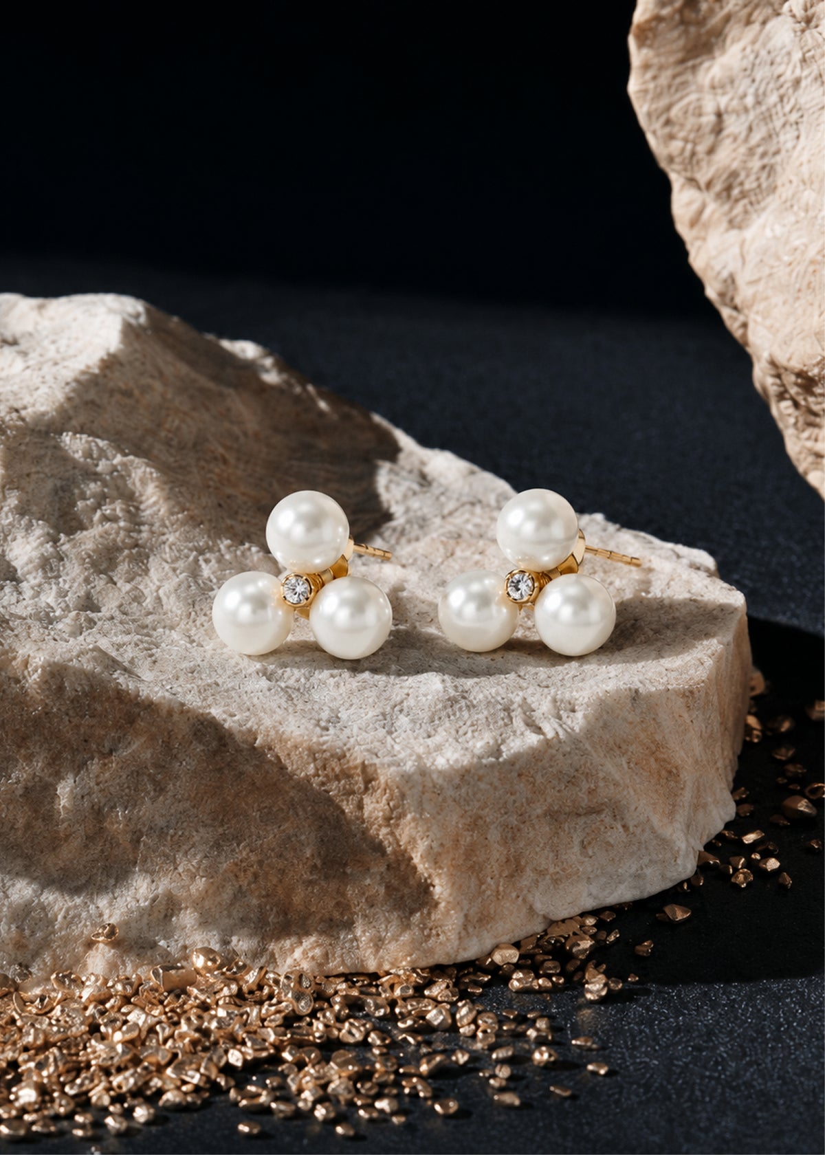Triple Pearl Cluster Earrings