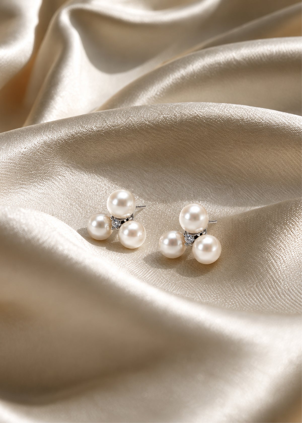 Triple Pearl Cluster Earrings