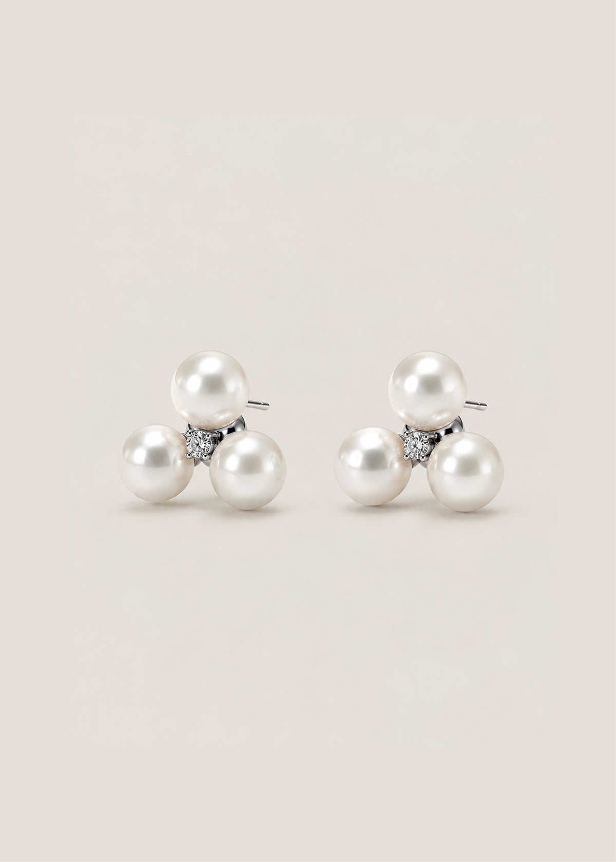 Triple Pearl Cluster Earrings